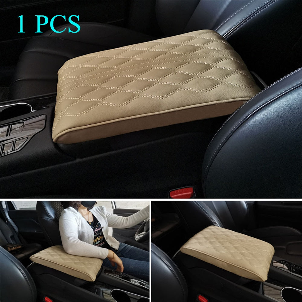 Wave Embroider Leather Car Armrest Mat