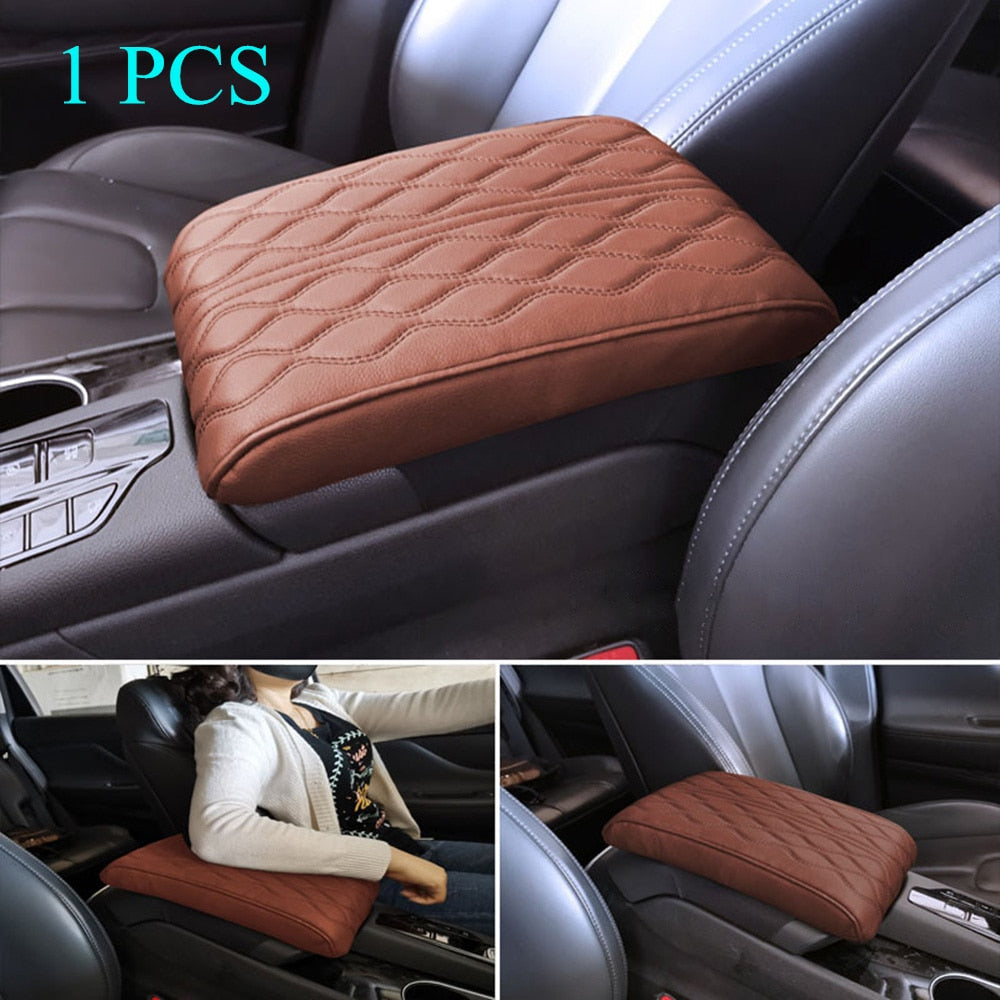 Wave Embroider Leather Car Armrest Mat