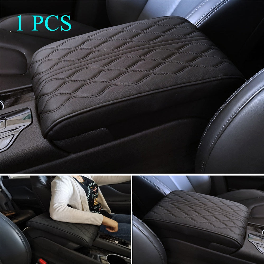 Wave Embroider Leather Car Armrest Mat