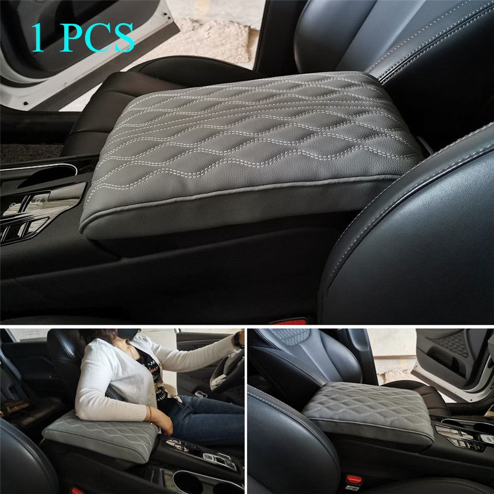 Wave Embroider Leather Car Armrest Mat