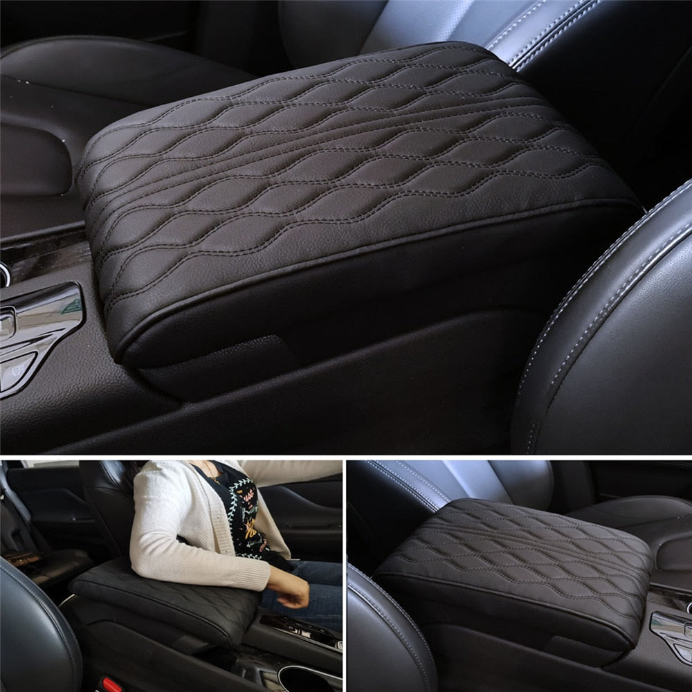 Wave Embroider Leather Car Armrest Mat