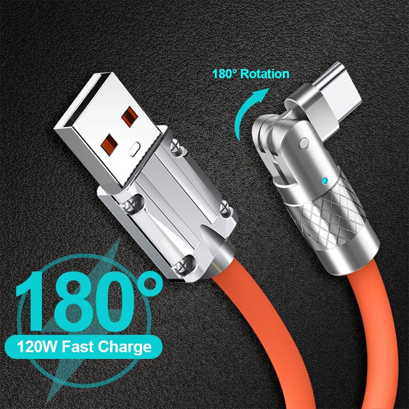 Rotatable 120W 6A Super Fast Charge Cable